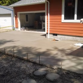 Broomed concrete driveway