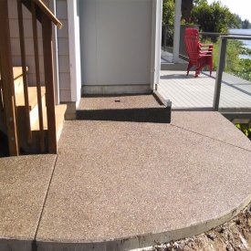 Concrete sidewalk and outside shower