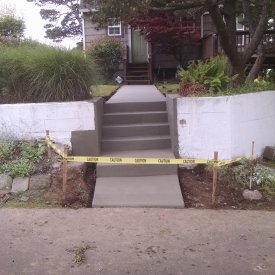 broomed stairs and sidewalk